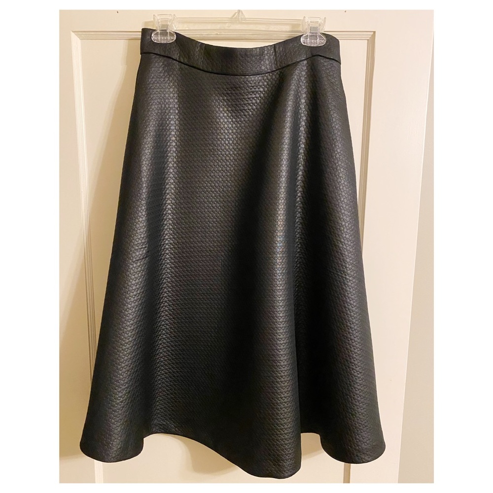 Black Textured Mid length fit and flare skirt